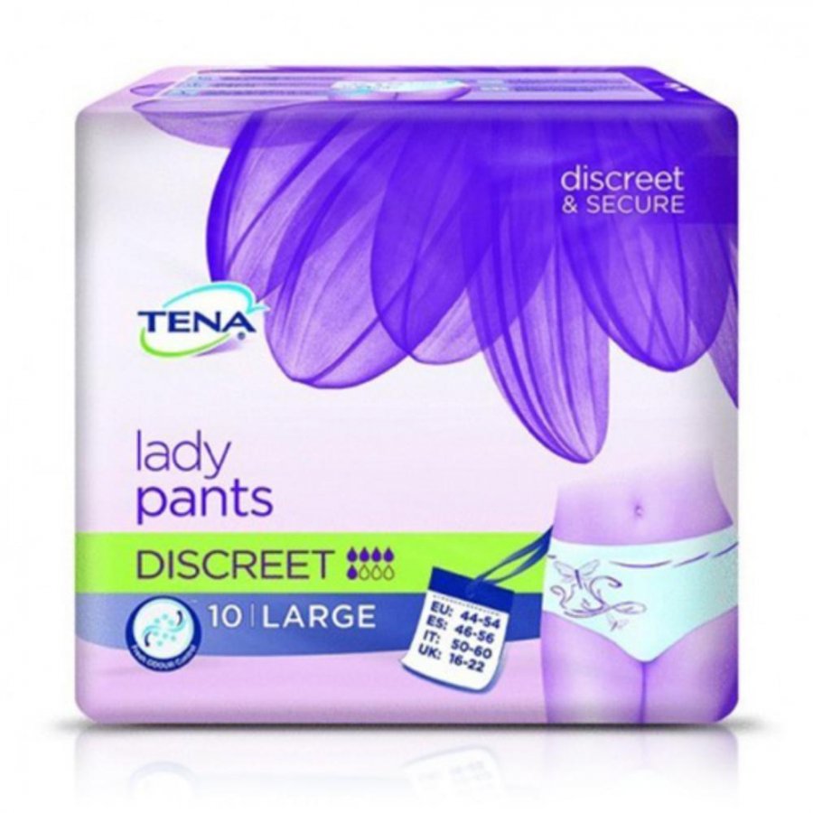 Tena Lady Pants Discreet L 10 Pezzi - Mutandine Assorbenti per Donne con Design Femminile e Traspiranti