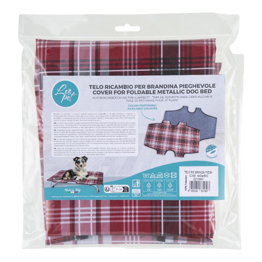 LEOPET TELO RICAMBIO BRANDINA PIEGHEVOLE SCOZZESE ROSSO 50x80CM