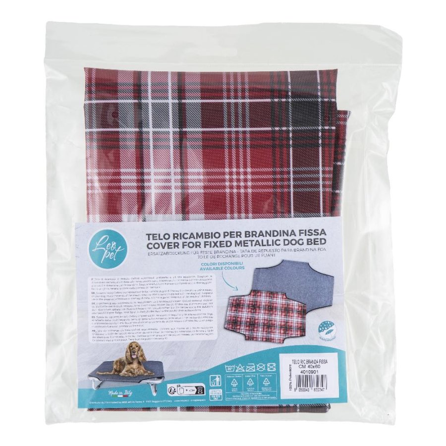 LEOPET TELO RICAMBIO BRANDINA FISSA SCOZZESE ROSSO 40x60CM