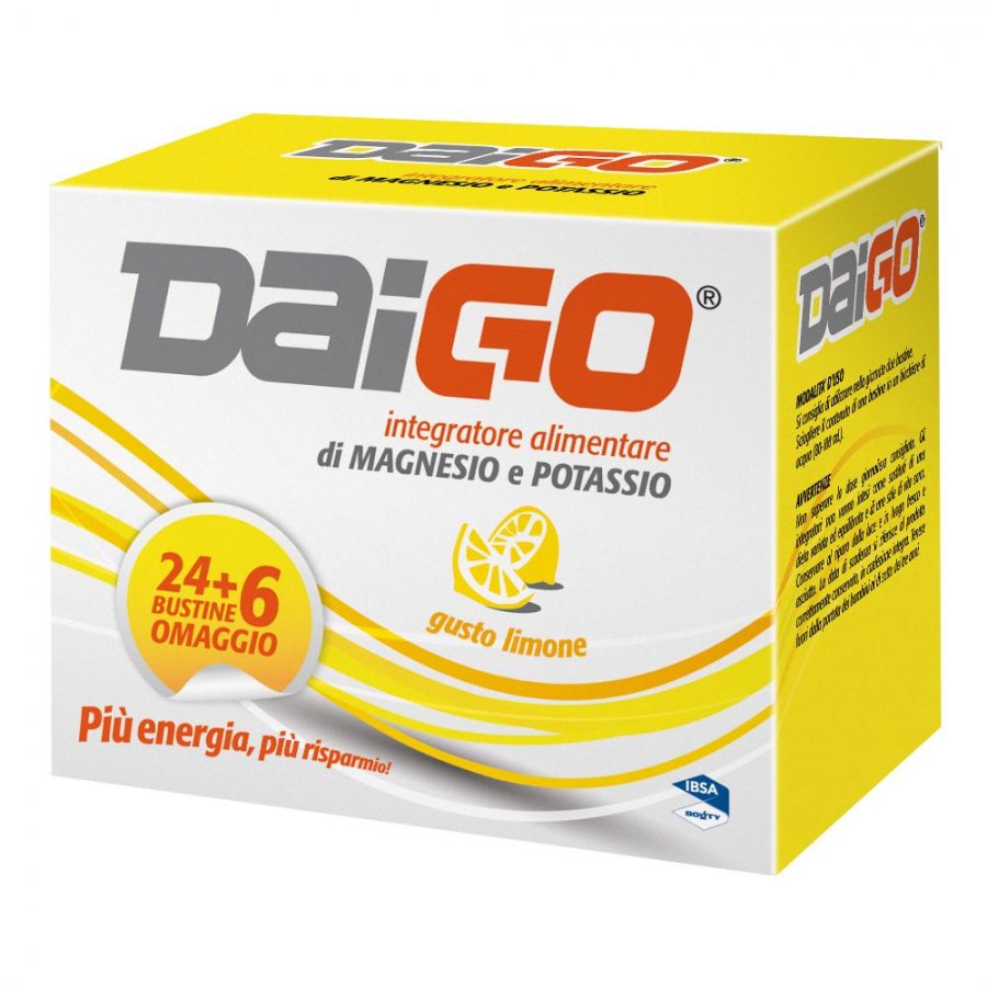 Daigo Integratore Magnesio e Potassio 24+6 Bustine - Gusto Limone, Equilibrio Elettrolitico