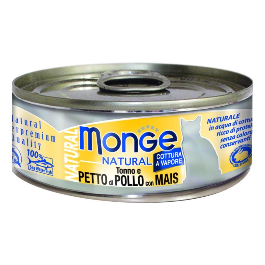 MONGE GATTO NATURAL PETTO POLLO MAIS 80GR (lattina)