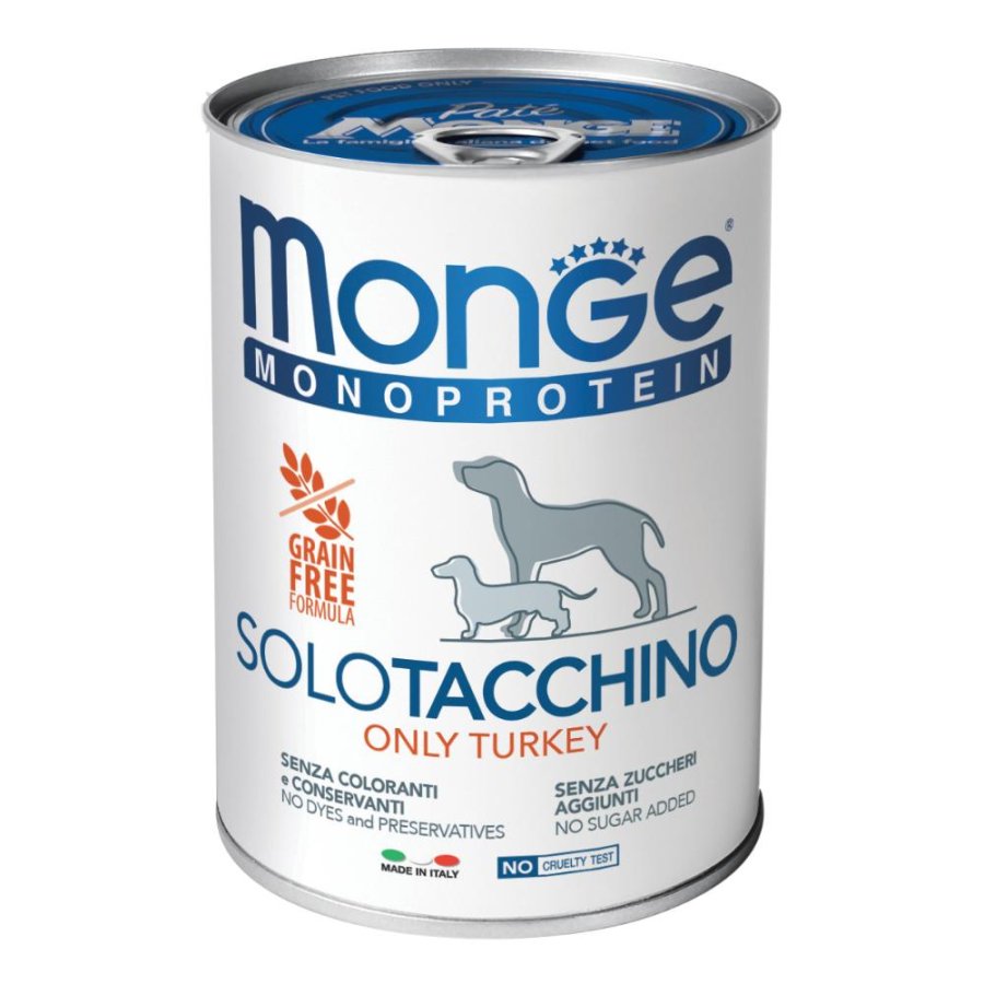 MONGE CANE MONOPROTEICO SOLO TACCHINO 400GR (lattina)