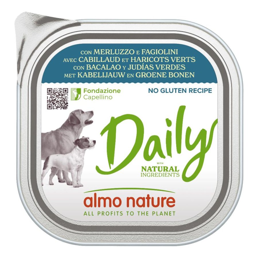 ALMO NATURE CANE DAILY ADULT MERLUZZO FAGIOLINI 300GR (vaschetta)