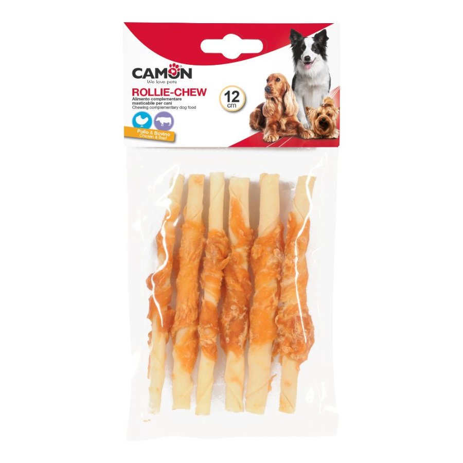 CAMON CANE SNACK ROLLIE CHEW PELLE BOVINA POLLO 12CM 70GR
