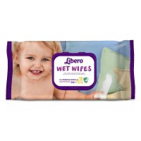 Libero Wet Wipes Salviette Umidificate 64 Pezzi - Salviettine Delicate Senza Alcool, Ideali per Uso Quotidiano Fuori Casa