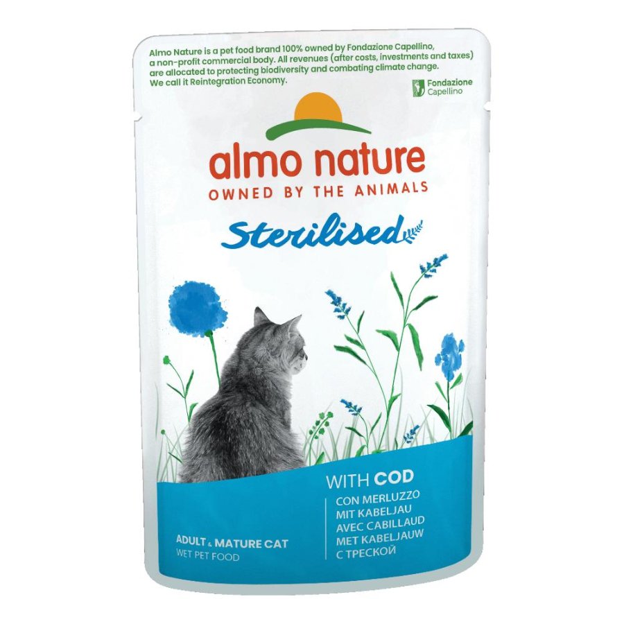ALMO NATURE GATTO STERILISED ADULT MERLUZZO 70GR