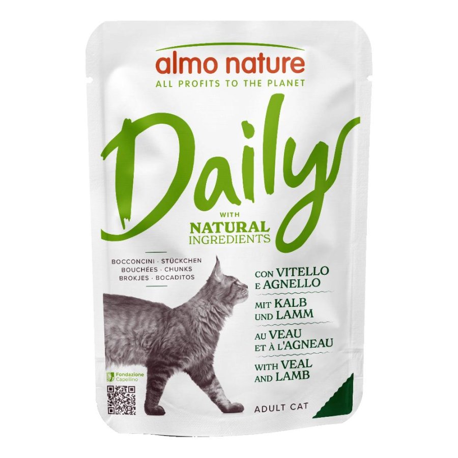 ALMO NATURE GATTO DAILY ADULT BOCCONCINI VITELLO AGNELLO 70GR (bustina)