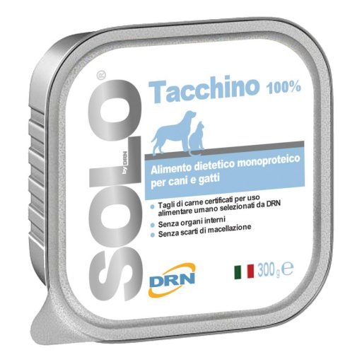 Solo Tacchino 100% - Cani e Gatti - 300g - Alimento Naturale per Animali