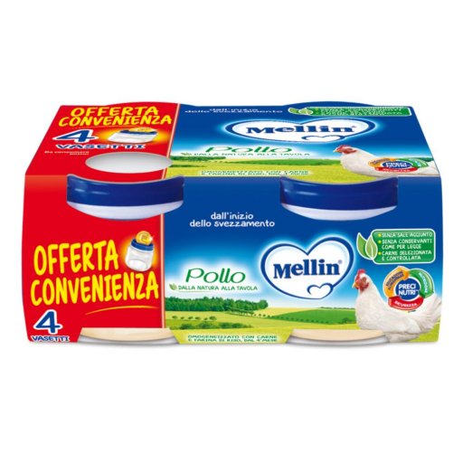 Mellin Omogenizzato Pollo 4x80g - Alimento per l'Infanzia Senza Glutine | Mellin