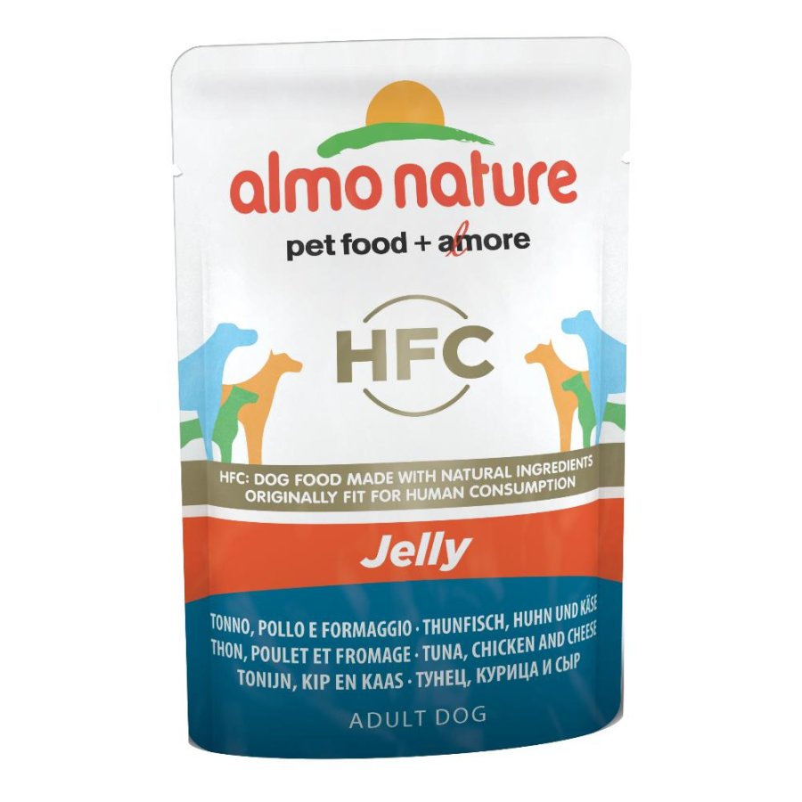 ALMO NATURE CANE HFC JELLY ADULT TONNO POLLO FORMAGGIO 70GR (bustina)