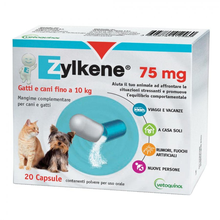 Zylkene Cani/Gatti 20 Capsule 75mg - Integratore per la Gestione dello Stress