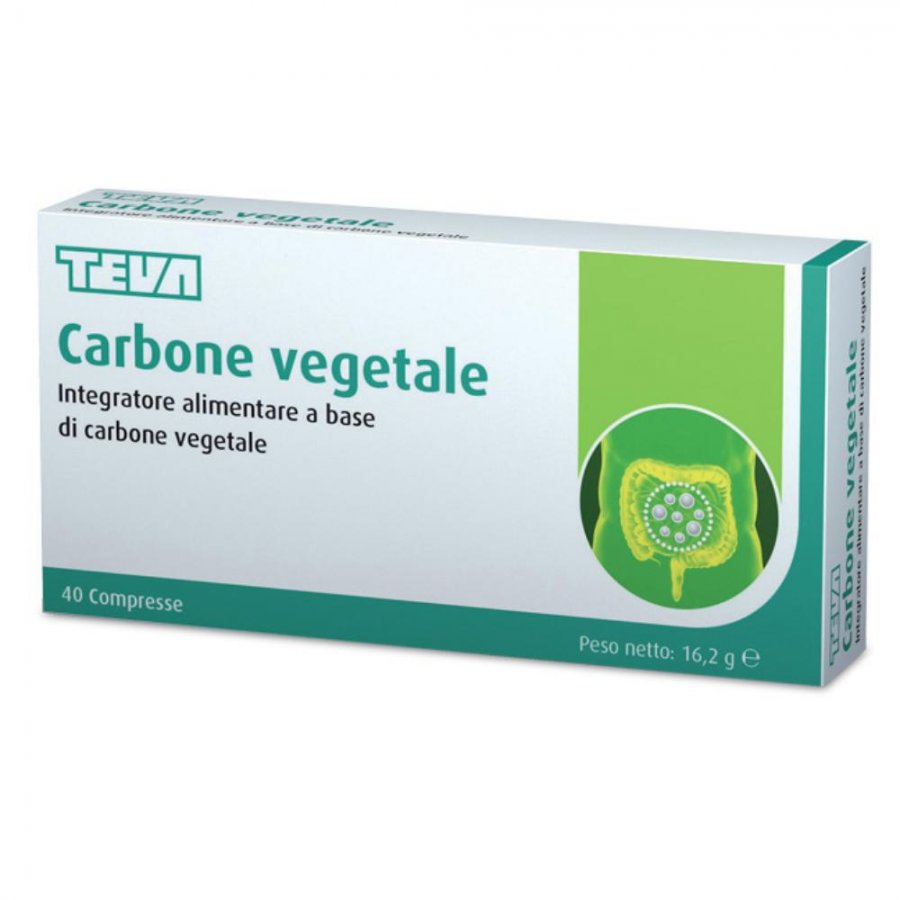 Teva Carbone Vegetale - 40 Compresse per Ridurre Tensione e Gonfiore Addominale
