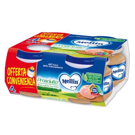 Mellin Omogenizzato Prosciutto 4x80g - Alimento per l'Infanzia Senza Glutine