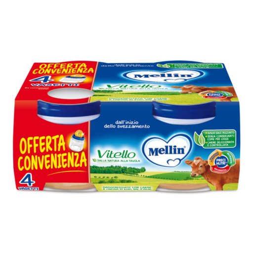 Mellin Omogenizzato Vitello 4x80g - Alimento per Bambini senza Glutine