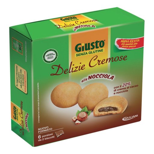 Giusto Senza Glutine Delizie Cremose Nocciola 180g - Merendine Senza Glutine alla Nocciola