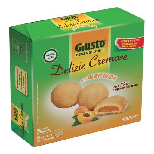 Giusto Delizie Cremose Senza Glutine Albicocca 175g - Merendine Senza Glutine all'Albicocca
