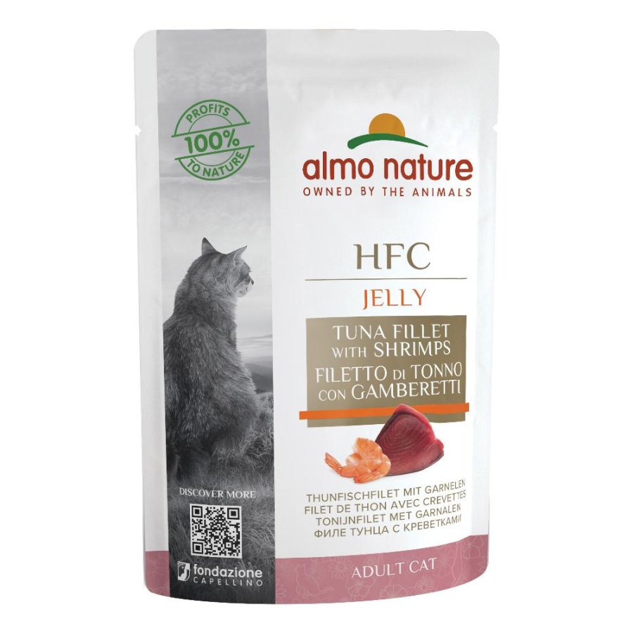 ALMO NATURE GATTO HFC JELLY ADULT TONNO GAMBERETTI 55GR (bustina)
