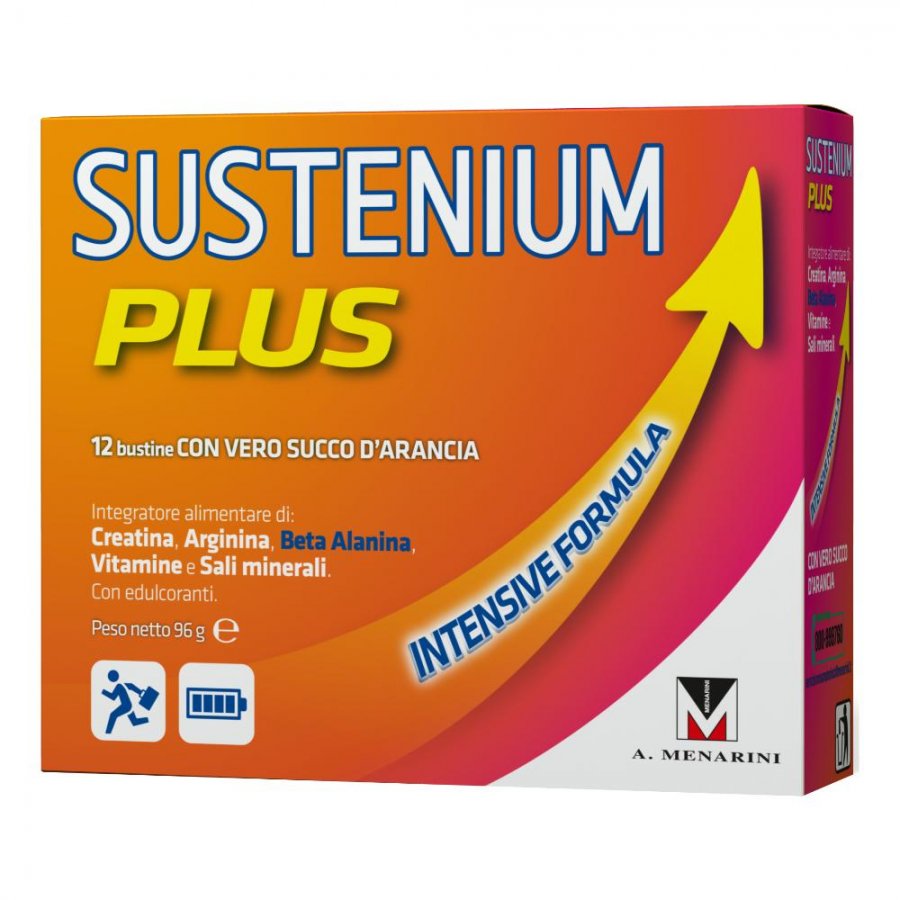 Sustenium Plus Intensive Formula 12 Bustine con Vero Succo d'Arancia - Integratore per Recupero e Equilibrio Idrosalino