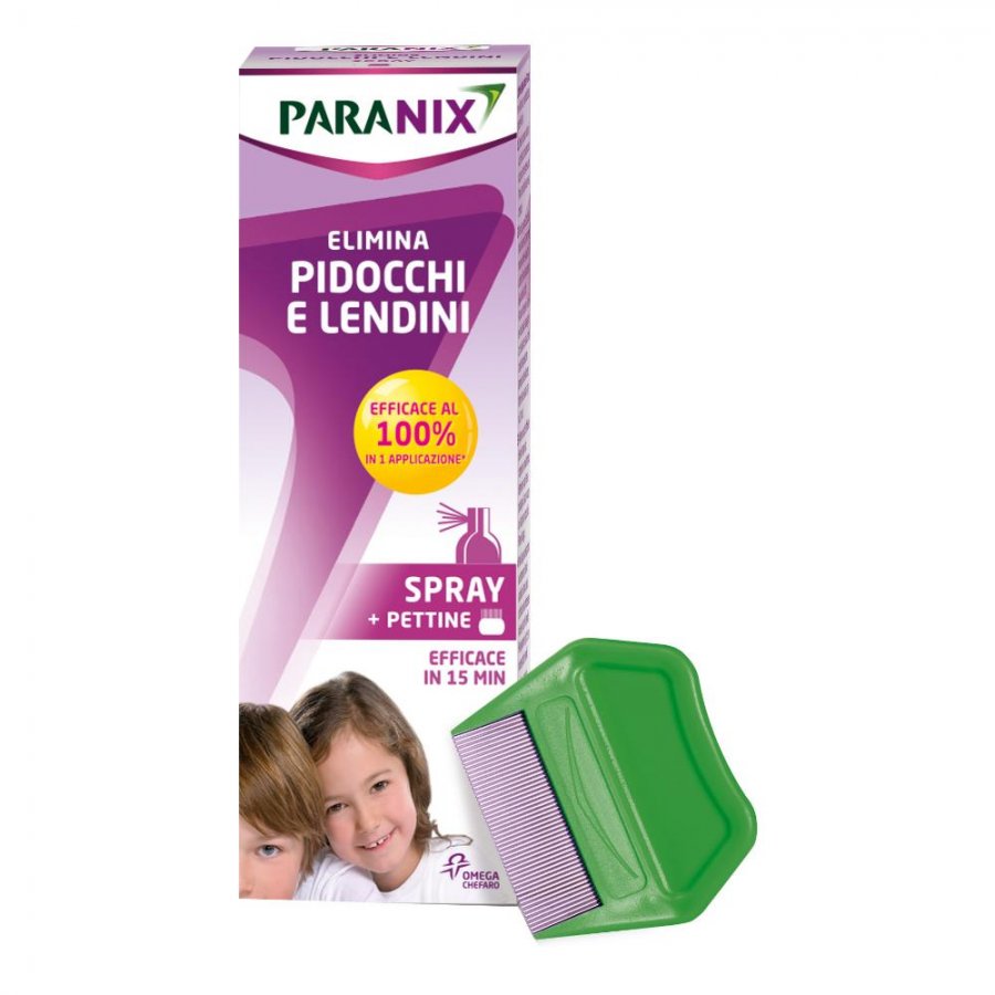 Paranix Spray Antipediculosi 100ml + Pettine, Trattamento Efficace Contro Pidocchi ed Uova