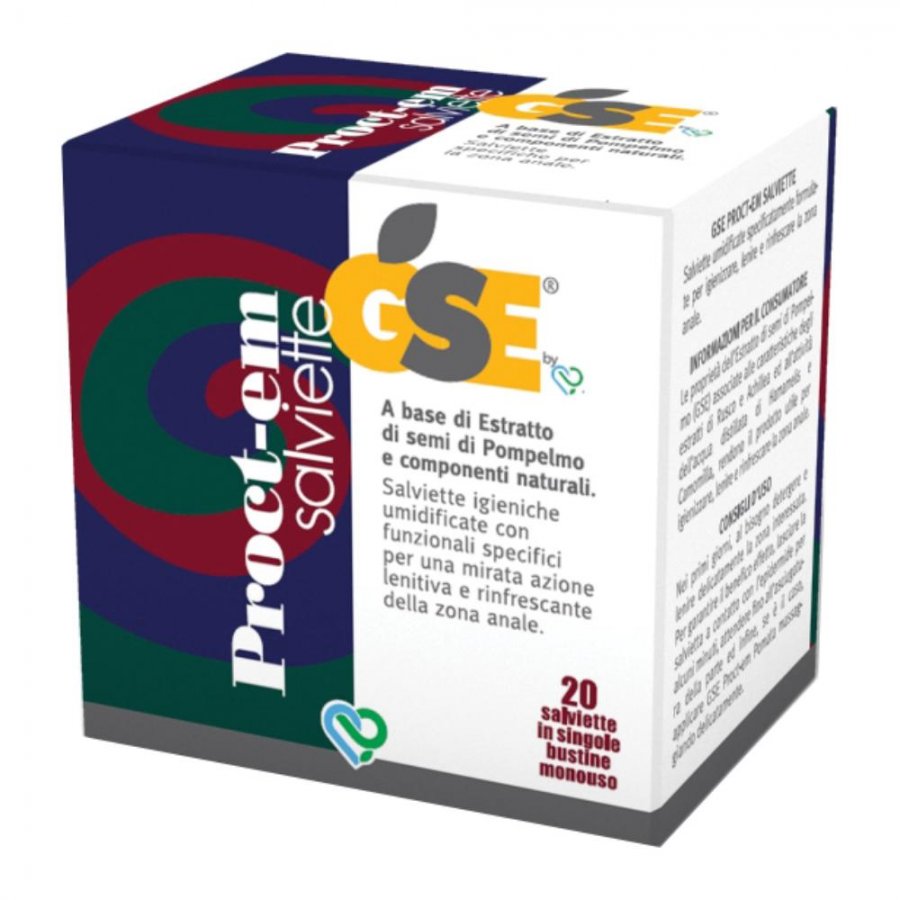 GSE Proct-Emulsione Salviette 20 Bustine - Salviette Anali Lenitive e Rinfrescanti