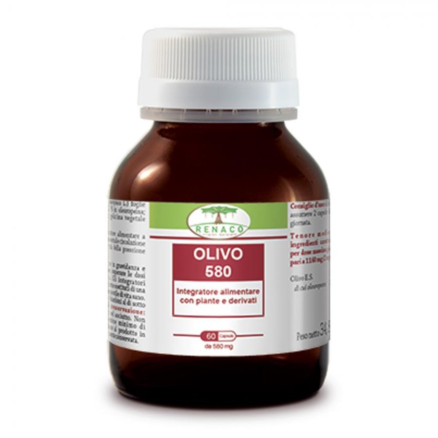 Renaco Olivo 580 - Integratore Antiossidante con Oleuropeina - 60 Capsule