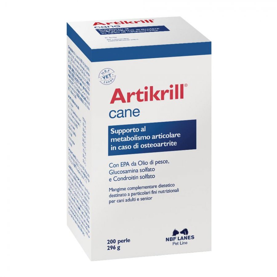 Artikrill Cane 200 Perle - Integratore per il Metabolismo Articolare e Sostegno nell'Osteo-Artrite Canina