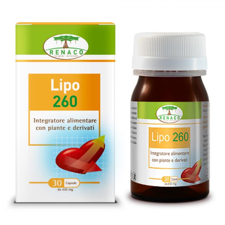 Renaco Lipo 260 - Integratore per il Controllo del Colesterolo - 30 capsule da 450 mg