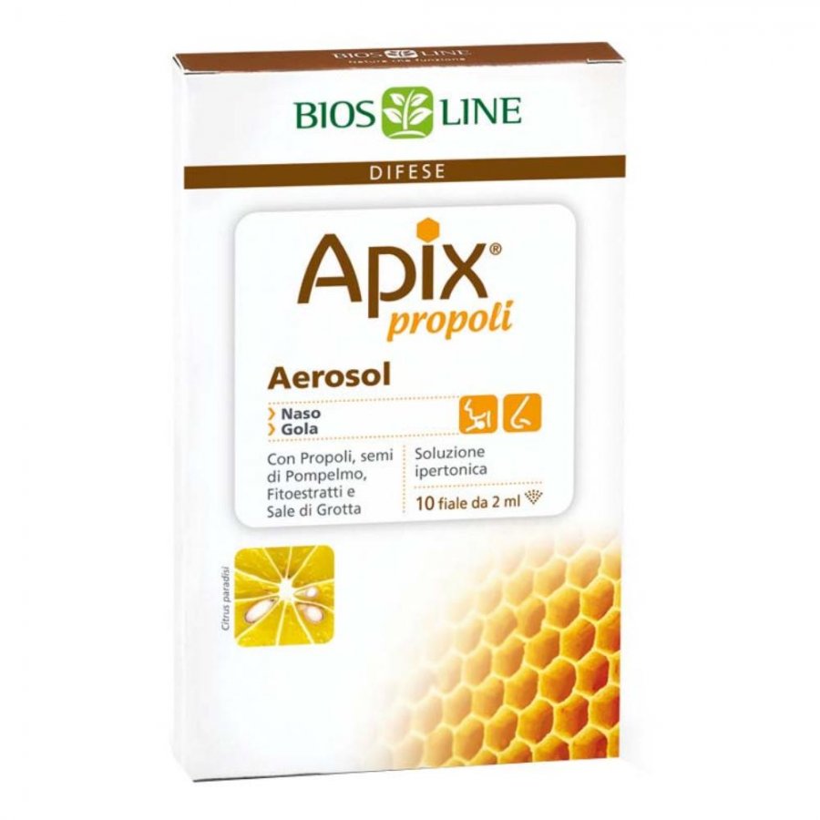 Apix Propoli Aerosol 10 Fiale da 2ml Monodose - Dispositivo Medico per Vie Respiratorie