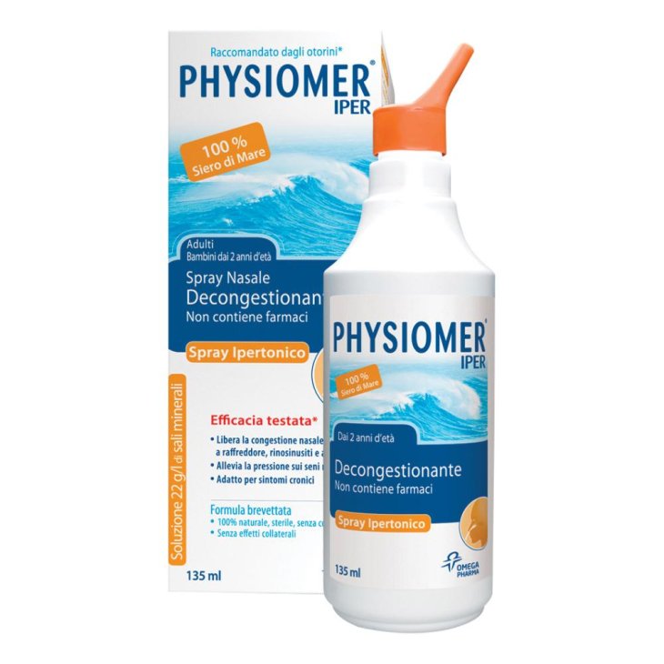 Physiomer - Spray Ipertonico Nasale Decongestionante 135ml per Igiene e Benessere delle Vie Nasali