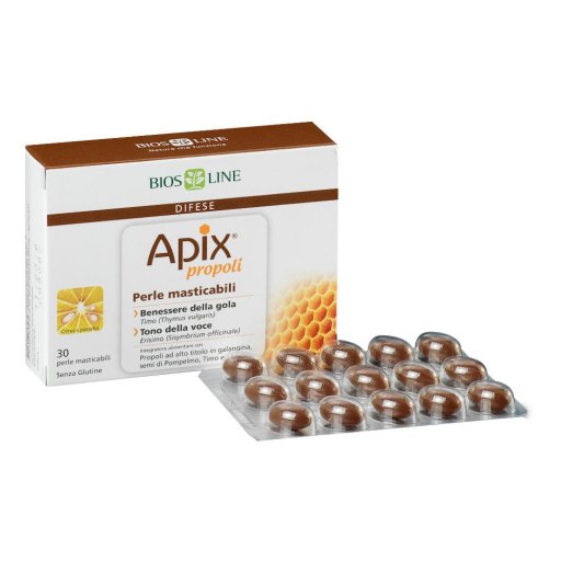 Apix Propoli 30 Perle Masticabili - Integratore per Raffreddore e Mal di Gola