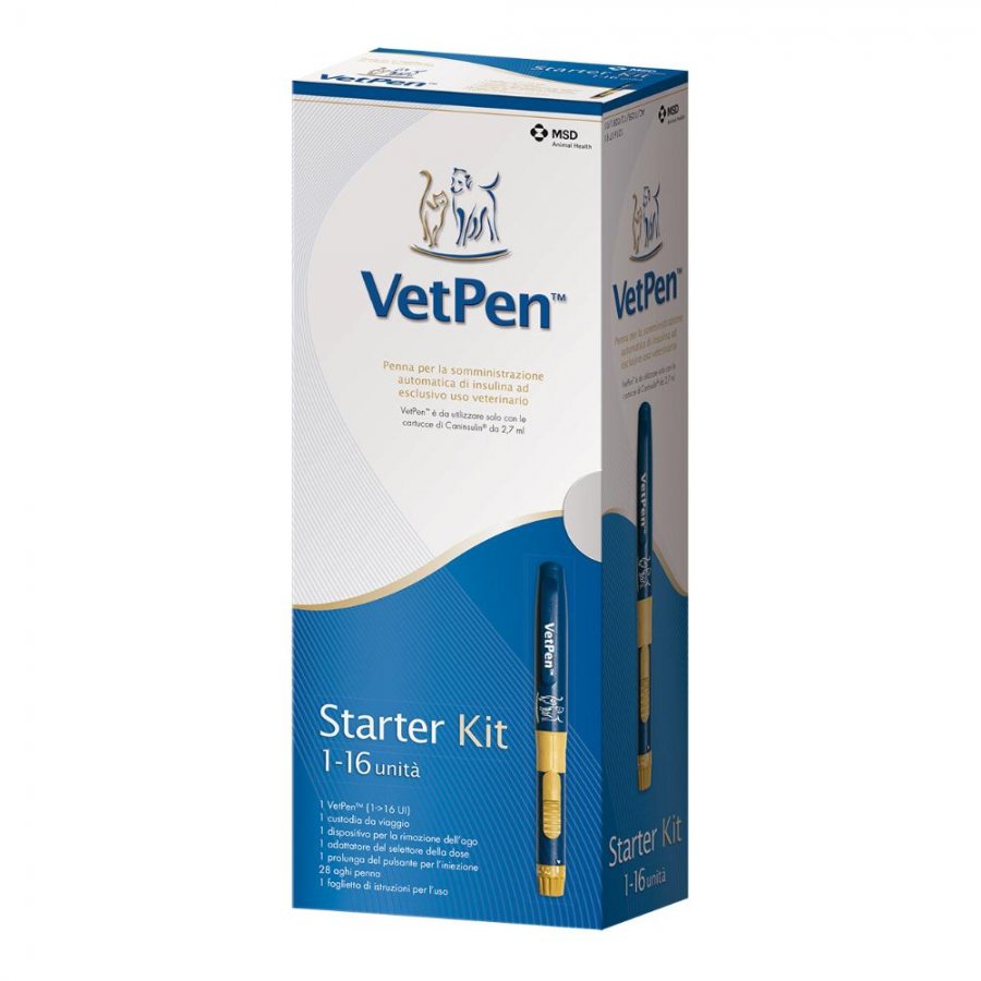 Vetpen Starter Kit Penna Insulina Veterinaria 16Ui - Kit Completo per Somministrazione Insulina - 16 Unità - Cani e Gatti