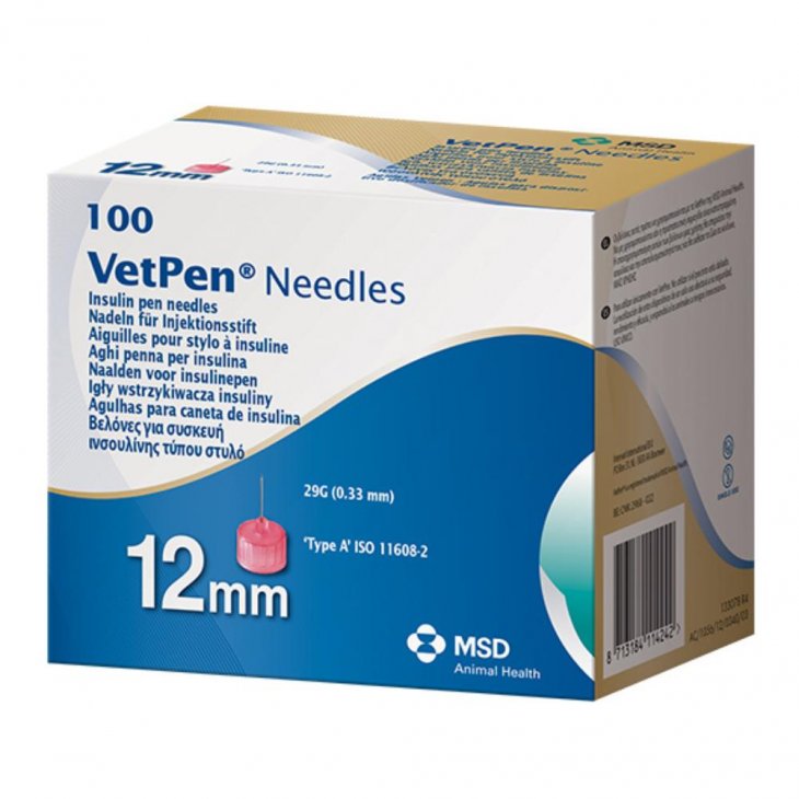 Vetpen Aghi 29g/12mm Per Insulina Veterinaria 100 Pezzi - Aghi di Precisione per Somministrazione Insulina - Cani e Gatti
