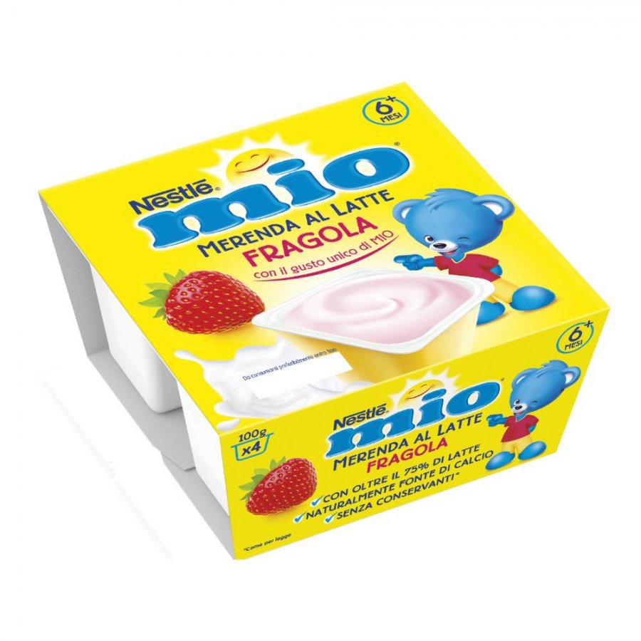 Nestlé Mio Merenda Lattea Fragola 4x100g - Snack Nutriente per Bambini
