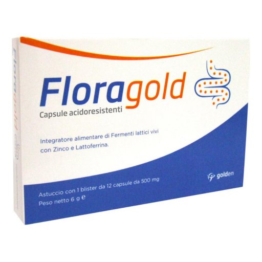 Floragold 12 Capsule - Integratore Alimentare di Zinco e Lattoferrina con Fermenti Lattici Vivi