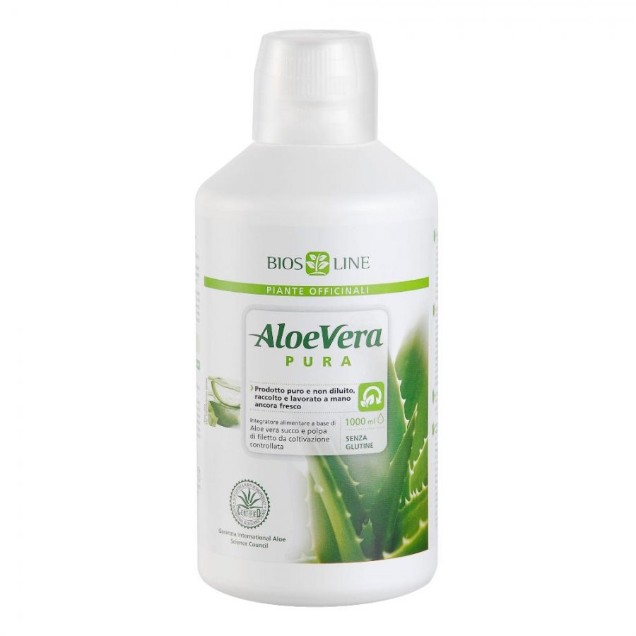 Aloe Vera Pura Biosline 1 Litro - Succo di Aloe Vera da Coltivazione Controllata