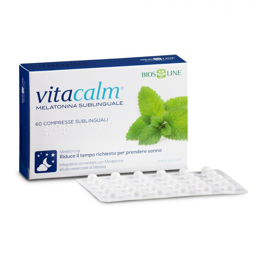 VitaCalm Melatonina 60 Compresse Sublinguali - Integratore con Melissa e Olio Essenziale di Agrumi