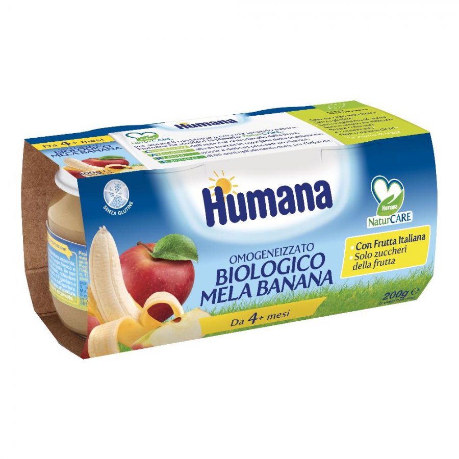 Humana omogenizzato mela/banana bio 2x100 gr