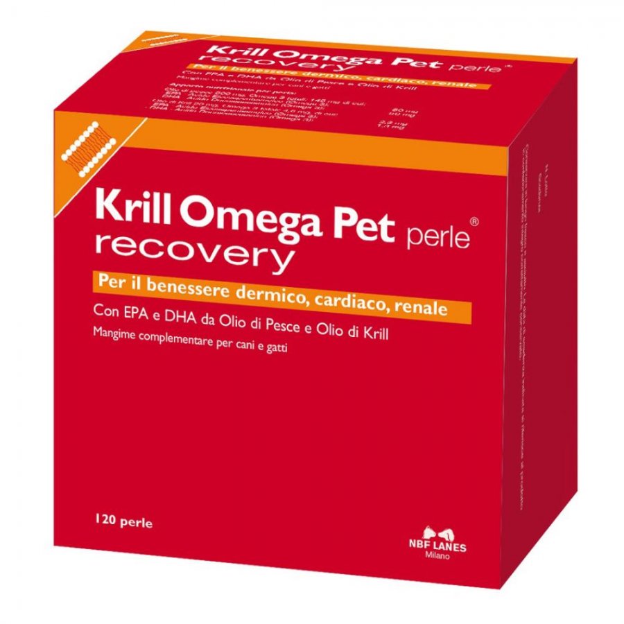 Krill Omega Pet Blister Mangime Complementare per Cani e Gatti 120 Perle - Omega-3 Essenziali per la Salute degli Animali