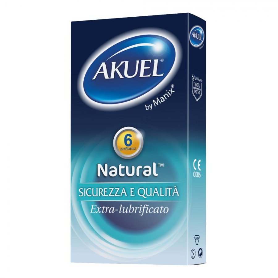 Akuel By Manix Natural Extra Lubrificato 6 Pezzi - Preservativi Extra Sottili e Lubrificati