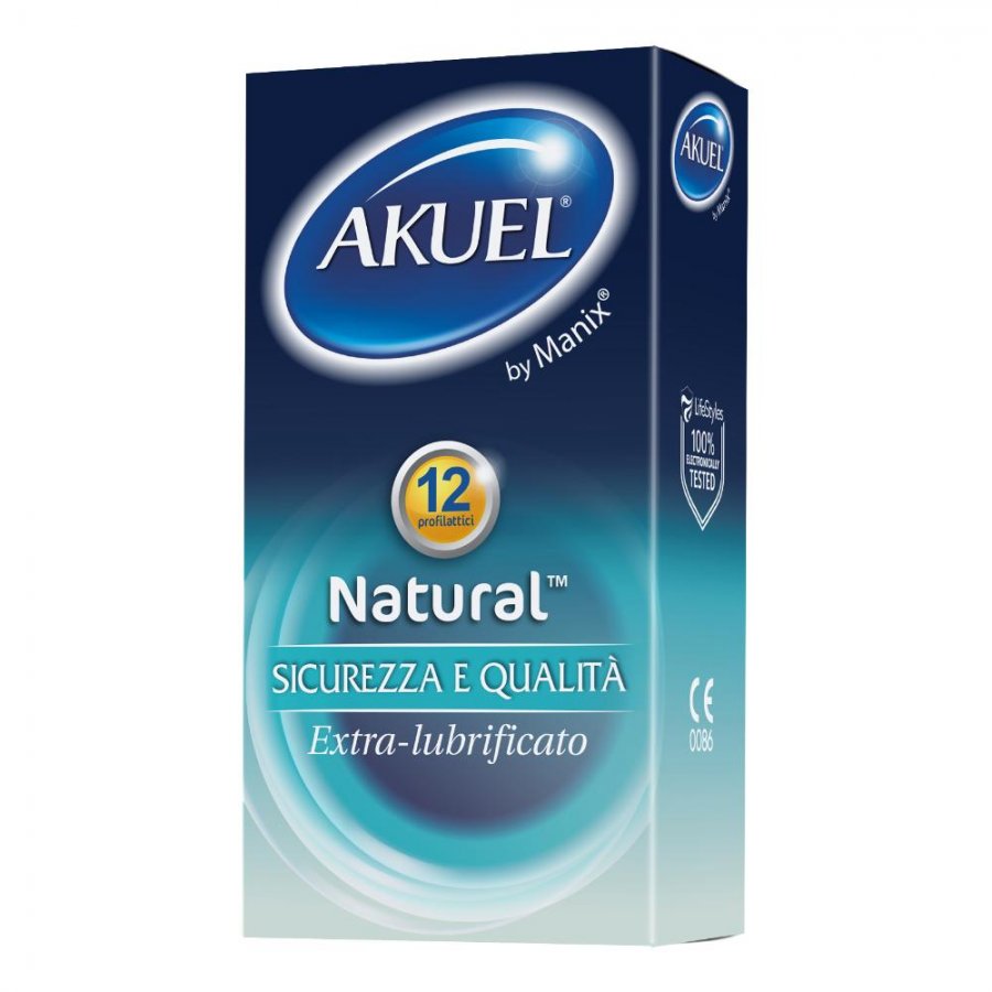 Akuel By Manix Natural Extra Lubrificato 12 Pezzi - Preservativi Extra Sottili e Lubrificati