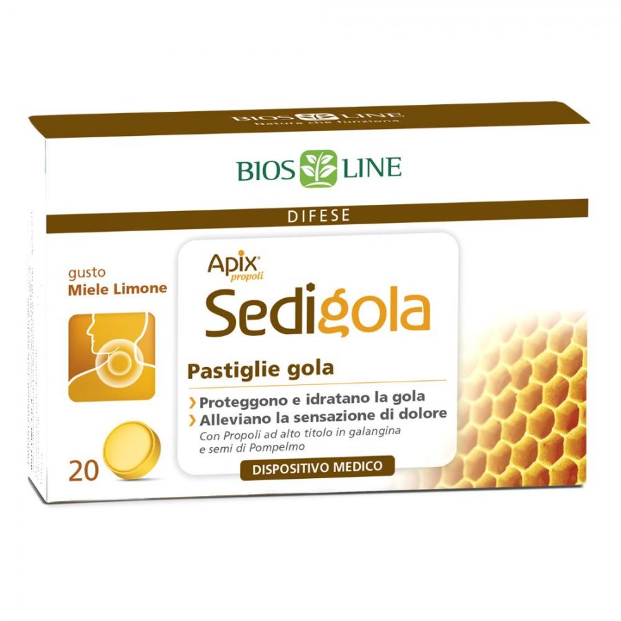 Apix Propoli Sedigola Miele/Limone 20 Pastiglie - Sollievo Naturale per Gola Irritata