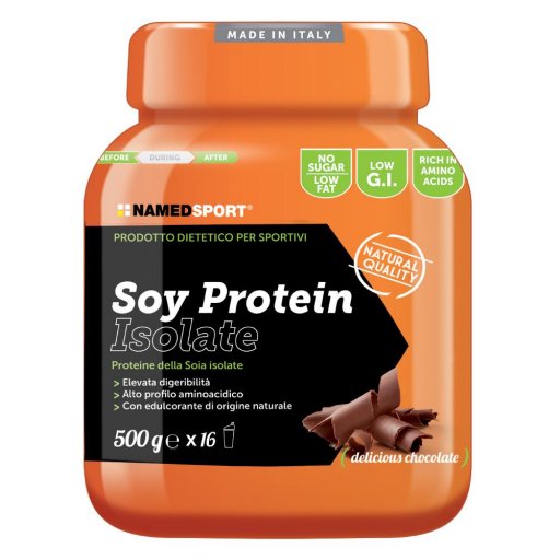 NamedSport, Soy Protein Isolate Proteine Soia Delicious Chocolate Polvere, 500 g