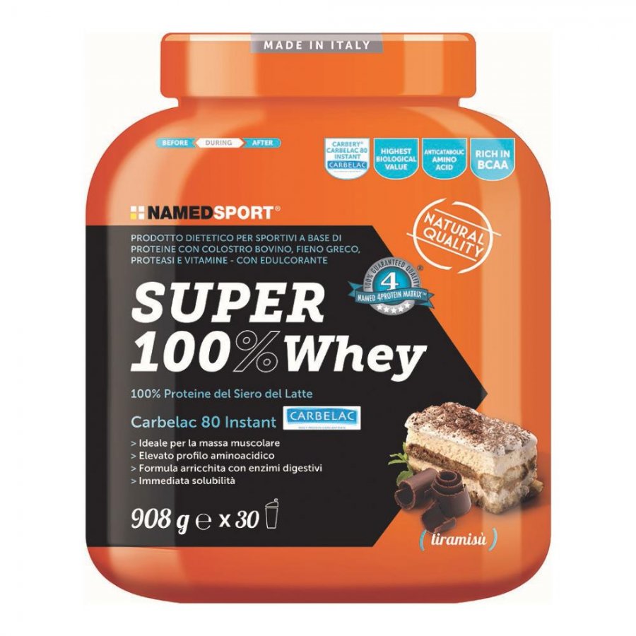 Named Sport - Super 100% Whey Tiramisù 908g - Integratore Proteico Gusto Tiramisù con Whey Protein di Alta Qualità