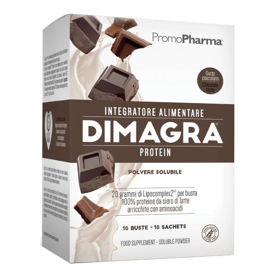 Dimagra Protein - 10 Buste Gusto Cioccolato - Integratore Proteico ad Alto Contenuto di Proteine