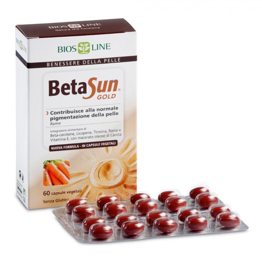 Beta Sun Gold 60 capsule 34g - Integratore di Beta-Carotene, Licopene, Vitamina E