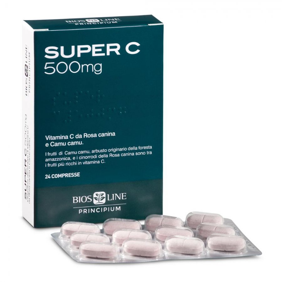 Principium Super C 500 24 Compresse - Integratore di Vitamina C da Rosa Canina e Camu Camu