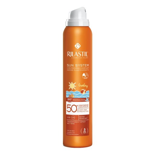 Rilastil Sun System Baby Spray Trasparente SPF50+ 200ml - Protezione Solare per Pelli Chiare e Sensibili