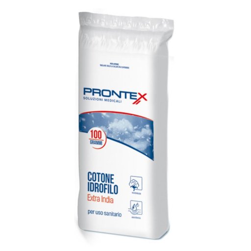 Prontex Cotone Idrofilo 100g - Extra India per Uso Sanitario, Cosmetico e Pediatrico