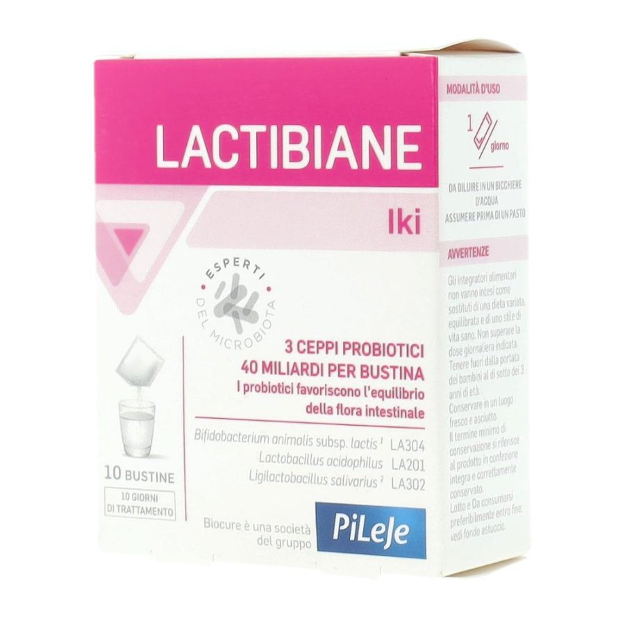 Biocure Lactibiane Iki, Integratore Probiotici 10 Bustine da 3g – Equilibrio Flora Intestinale, 40 Miliardi di Probiotici
