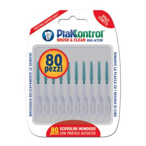 Plakkontrol Brush Clean 80 Scovolini Monouso, 80 Pezzi, Pulizia Interdentale, Rimozione Placca, Igiene Orale
